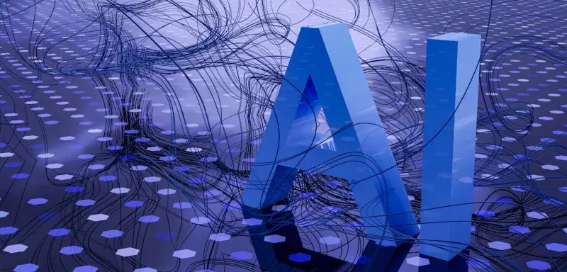 Illustration futuriste représentant l'intelligence artificielle et les circuits numériques