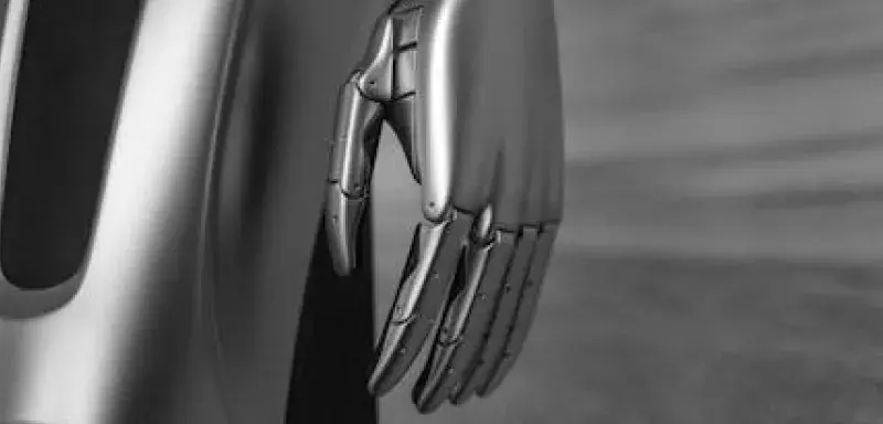 Close-up of a sleek robotic arm showcasing advanced AI technology.