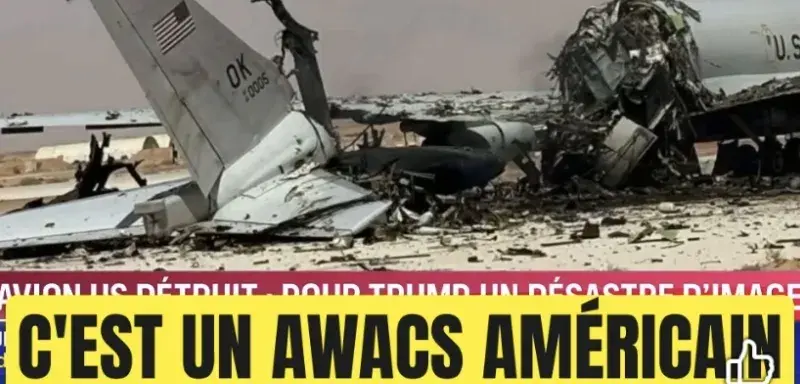Illustration d'un avion AWACS E-3 Sentry de l'US Air Force endommagé lors d'une frappe iranienne
