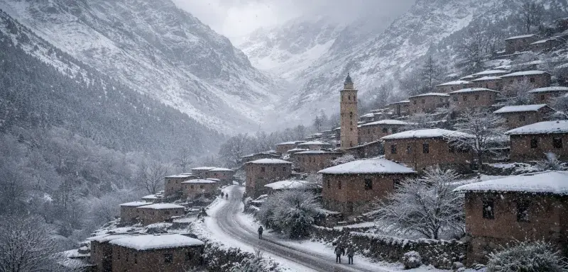 Un froid mordant et la neige s’abattent sur le Maroc, plongeant les montagnes de l’Atlas et du Rif dans des conditions difficiles pour les populations isolées