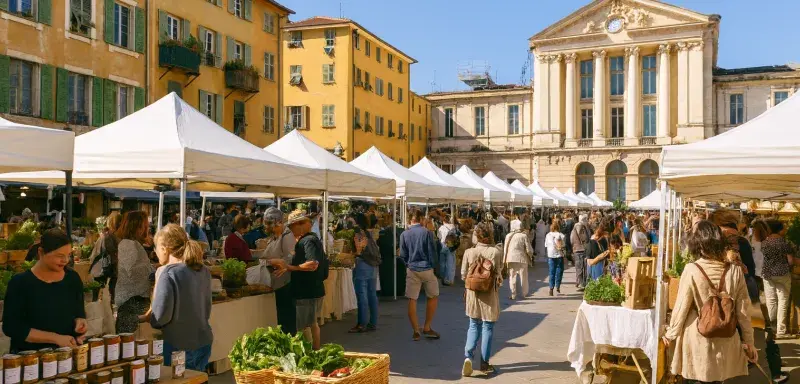 un événement réunissant créateurs, artisans, producteurs locaux et associations dans le cadre chaleureux de la Place du Palais de Justice