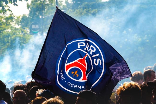 A paris saint-germain flag flies high