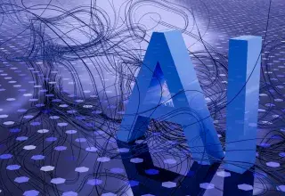 Illustration futuriste représentant l'intelligence artificielle et les circuits numériques