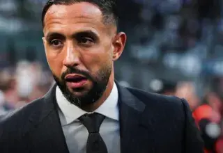 Medhi Benatia, directeur du football de l'Olympique de Marseille, lors d'une conférence de presse