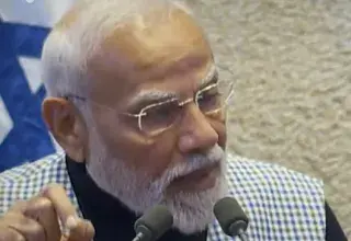 Le Premier ministre indien Narendra Modi s'adressant à la Knesset israélienne