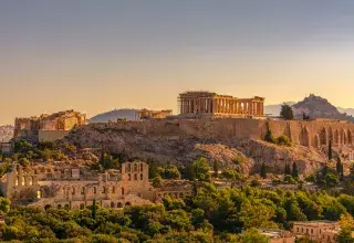 acropolis of athens at golden hour