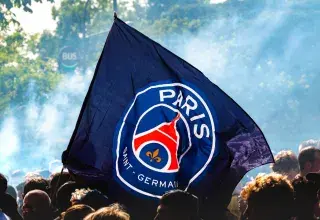 A paris saint-germain flag flies high