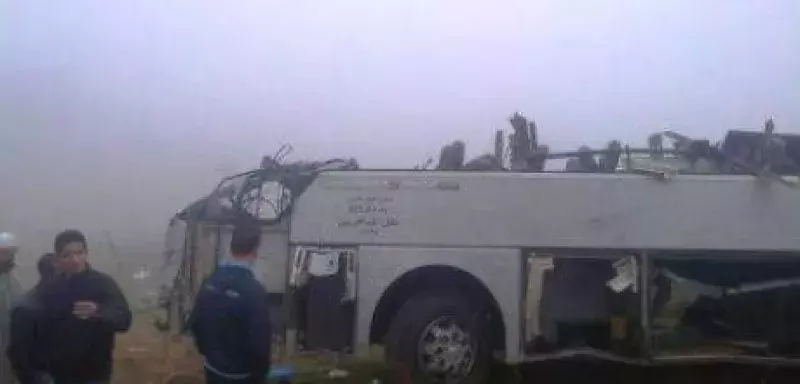  Le bus de marque Hyundai a dérapé. (Photo : El Watan) 