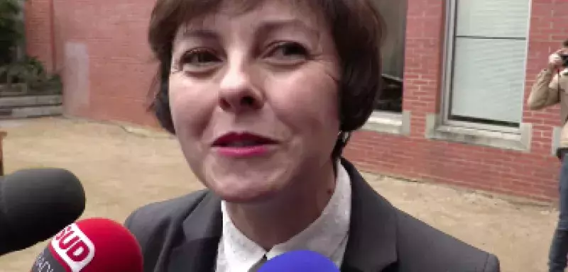 Interview de Carole Delga à la sortie de l’Hôtel de Région, à Toulouse. (Capture d'écran/TVSud)