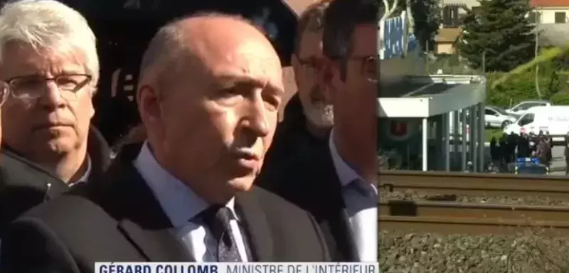 Gérard Collomb, ministre de l'intérieur s'est rendu à Trèbes et a dévoilé le nom du terroriste. (Capture d'écran BFMTV)