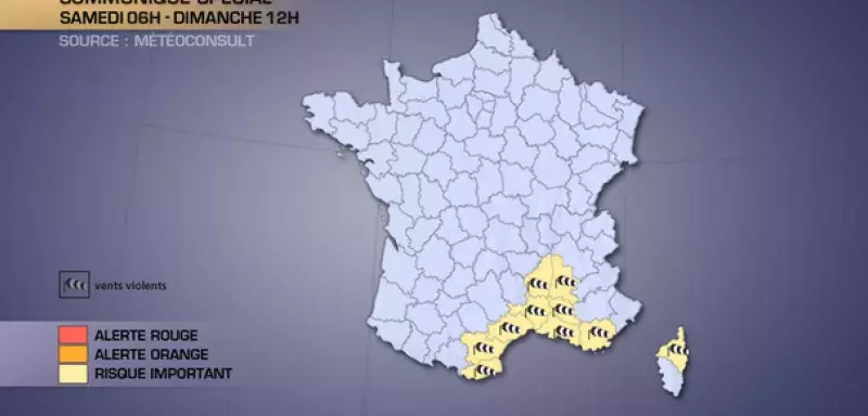 Les régions Languedoc-Roussillon, Rhône-Alpes et PACA seront touchées par la tempête, comme la Haute-Corse. (Capture d'écran La Chaîne Météo)