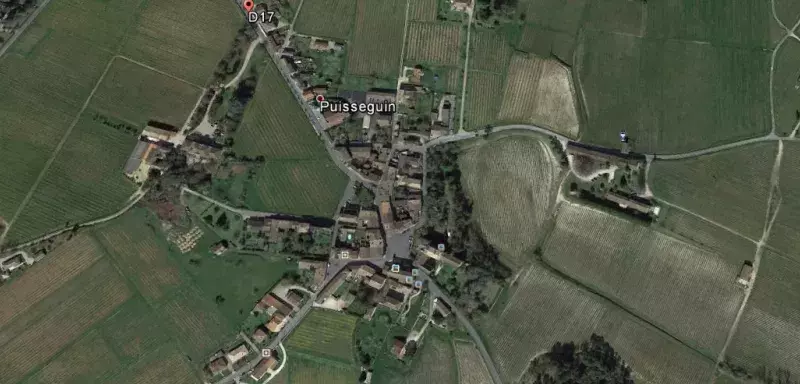 Le terrible drame de la route est survenu sur la petite commune de Puisseguin, dans le Libournais, en France. (Google Earth)