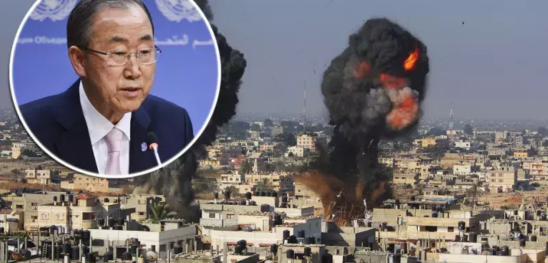 « j'ai le coeur lourd », a déclaré Ban Ki-moon, "les destructions que j'ai vues ici sont indescriptibles" (DR)