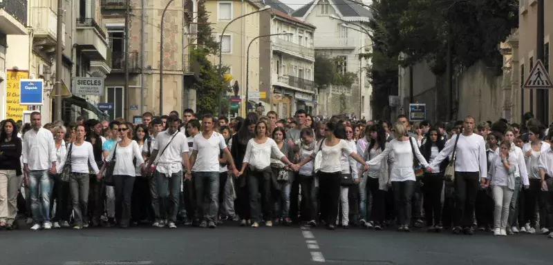 Le cortège était ouvert par des profs de maths, comme Lise.