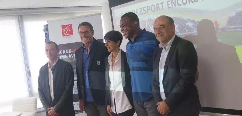 Patrice Canayer, Mathieu Charpentier, Christine Fabresse, Robins Tchale-Wachou, Christophe Carniel, tous unis le succès économico-sportif de Vogo ! (© Nicolas Ethève)