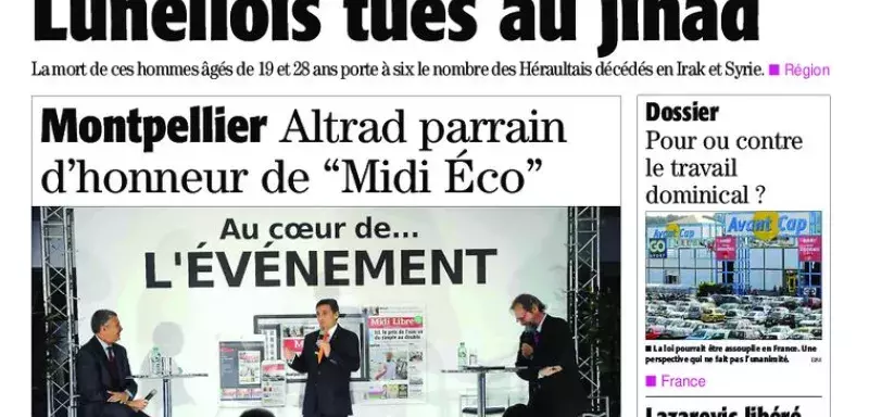 à la une du Midi Libre du mercredi 10 décembre... (DR)