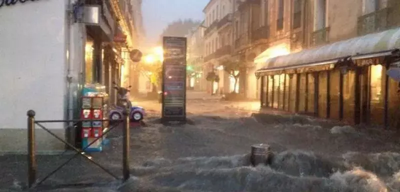 Le déluge de Sète a donner lieu à de nombreuses photos et vidéos postées par les internautes et reprises par les médias (© Olivier Oddi / Twitter)