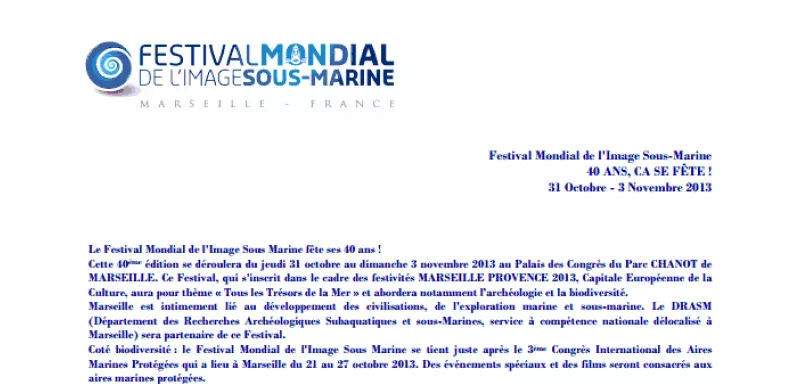 Marseille: Le 40e Festival Mondial de l’Image Sous-Marine au Parc Chanot à partir du 31 octobre