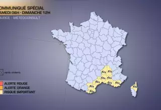 Les régions Languedoc-Roussillon, Rhône-Alpes et PACA seront touchées par la tempête, comme la Haute-Corse. (Capture d'écran La Chaîne Météo)