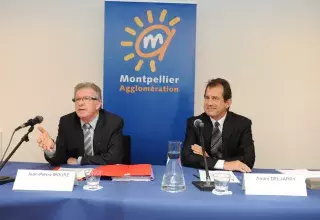 Jean-Pierre Moure, président de Montpellier Agglomération, et André Deljarry, président de la CCI de Montpellier, ont annoncé la nouvelle. (© Montpellier Agglomération)