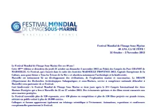 Marseille: Le 40e Festival Mondial de l’Image Sous-Marine au Parc Chanot à partir du 31 octobre